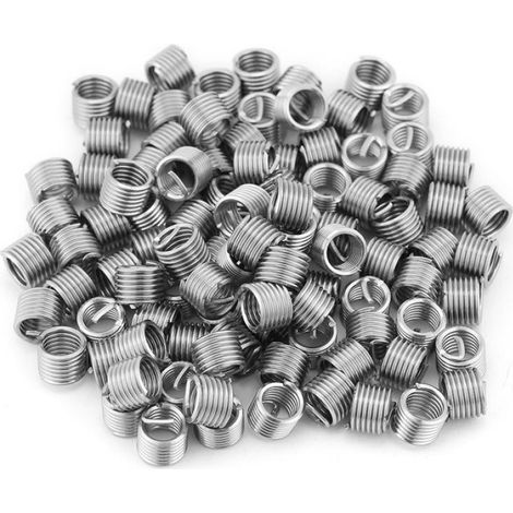 100 pièces en acier inoxydable 304 - Kit assorti d'inserts de réparation de filetage manchon pour vis M6x1.0x1.5D (1/4)