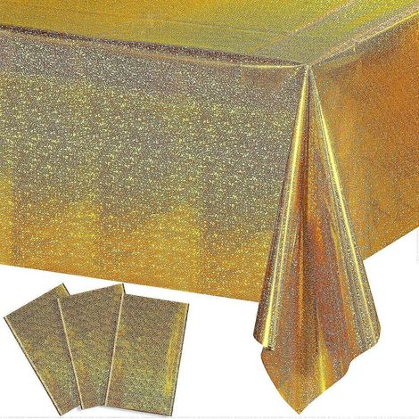 Nappes en plastique irisé, nappes laser, feuille holographique pour fête de fille, mariage, discothèque, anniversaire, décorations de fête sirène, 54 x (1/4)