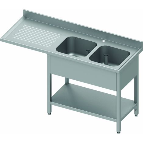 Plonge Inox 2 Bacs - Profondeur 600 - Passage Lave Vaisselle - Stalgast