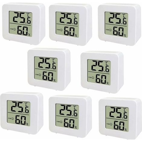Mini thermomètre LCD numérique intérieur – Précision ± 1 °F – Hygromètre avec indice de confort – Lot de 8 unités pour crèche et bureau – Sunflower (1/5)