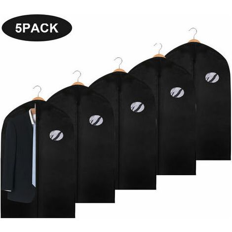 Ahlsen Bolsa protectora, funda para ropa, cinturón, 5 unidades, 100 x 60 cm, negro (1/3)