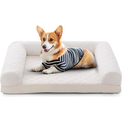 GOPLUS Coussin Chien Orthopédique avec Mousse en Nid d'abeille et Bords Hauts, Lit pour Chien Mousse de Soutien, Housse Lavable et Fond Antidérapant, Lit Canapé pour Petits et Moyens Chiens (1/5)