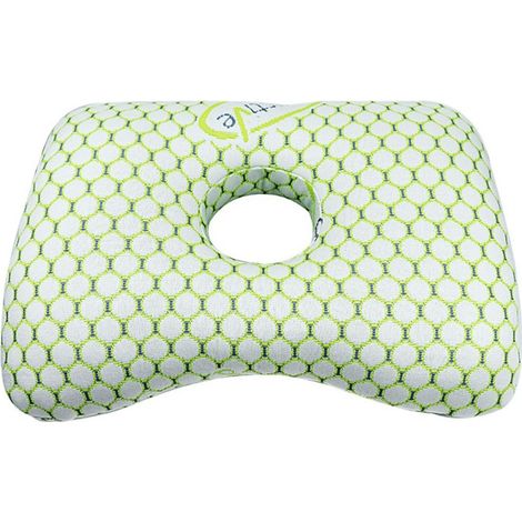 Oreiller Rose Vert avec Trou pour Oreille : Soulagement de la Pression & Oreilles Percées (1/5)