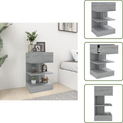 Nachttisch Grau Sonoma 40x35x65 cm Holzwerkstoff - Nachtisch - Nachttisch Grau - Wohnzimmer Möbel - Holzwerkstoff Tisch - Sideboard (1/5)