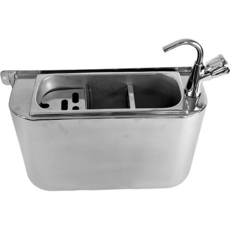 Evier pour Cuillère à Glace 410X120X270 mm - Avec Robinet et Trou d'Evacuation - Combisteel