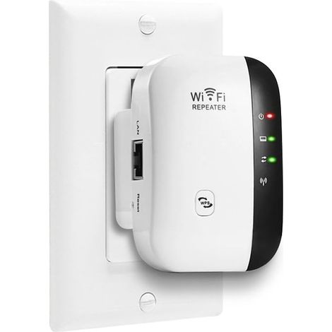 Super Boost WiFi, Répéteur WiFi Jusqu'à 300 Mbps Amplificateur de signal WiFi, Point d'accès Installation facile Réseau 2,4 GHz avec antennes intégrées, port LAN et amplificateur Internet compact (1/5)