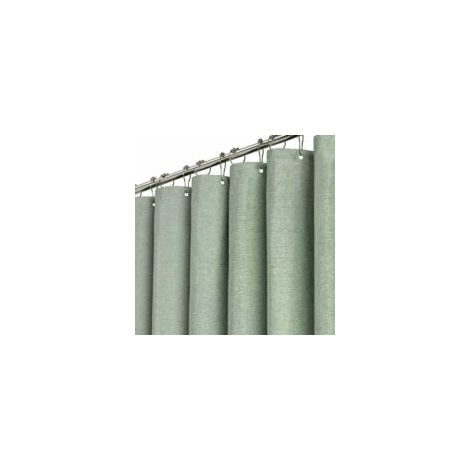 Cortina de ducha de 180x210 cm, extralarga, verde salvia - Juego de cortina de ducha resistente con textura de lino y 12 esquinas - Crezuo (1/4)