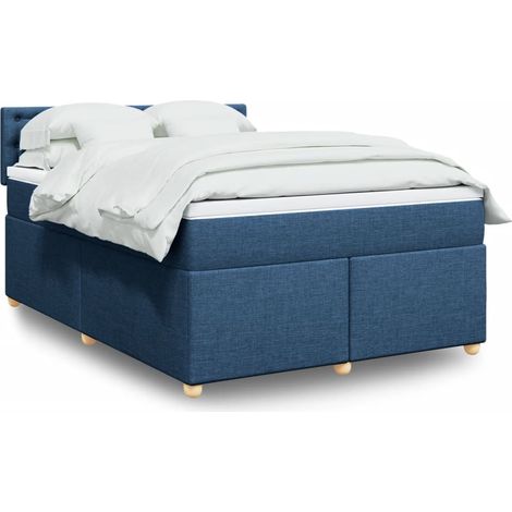 Boxspringbett mit Matratze Blau 160x200 cm Stoff (1/5)