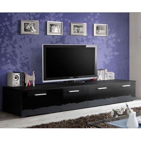 Meuble TV Design "Duo" 200cm Noir (1/4)