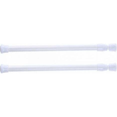 Set of 2 telescopic shower curtain rods, no drilling required, for shower, bathtub, wardrobe, white, width 30-50 cm