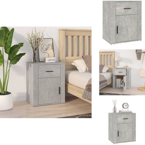 Table de chevet Gris béton 50x36x60 cm Bois d'ingénierie - Table De Chevet - Meuble De Chambre - Commode - Armoire Latérale - Mobilier Gris (1/5)