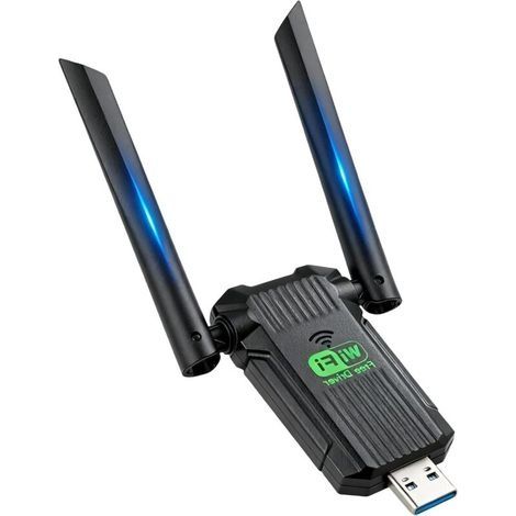 Clé USB WiFi Puissante AC 1300Mbps, Carte USB 3.0 Double Bande 2.4/5GHz Antenne Carte Dongle WiFi 5dBi Longue Portée, Adaptateur Double Antenne pour PC Laptop, Compatible avec Windows 11/10/8/7/XP (1/5)