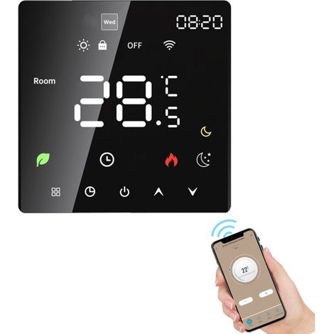 Thermostat intelligent, Thermostat Wifi, Prend en charge le contrôle vocal de la température intelligente de l'application mobile et Google Home, programmable (1/5)