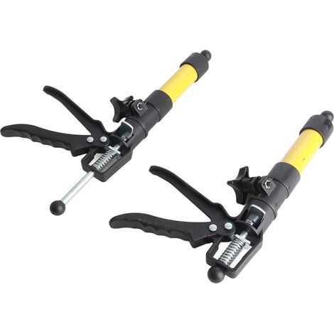 2 supports de meuble réglables en acier alliage 30-59cm avec embase, charge 40kg, jaune, lot de 2 (1/5)
