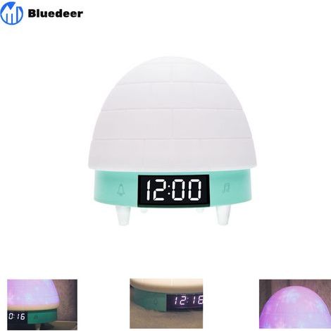 Nouveau Igloo Time Light Réveil Électronique Cadeau Créatif Électronique Réveil Ambiance Lumière Enfants Dormir Musique (1/2)