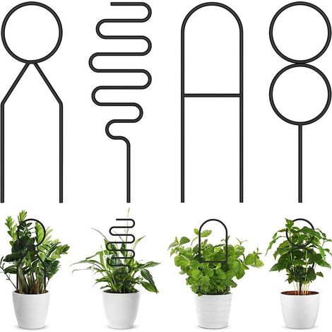 Lot de 4 treillis pour plantes grimpantes, treillis de jardin 34 x 10 cm, support en métal pour plantes grimpantes d'intérieur et d'extérieur (1/5)