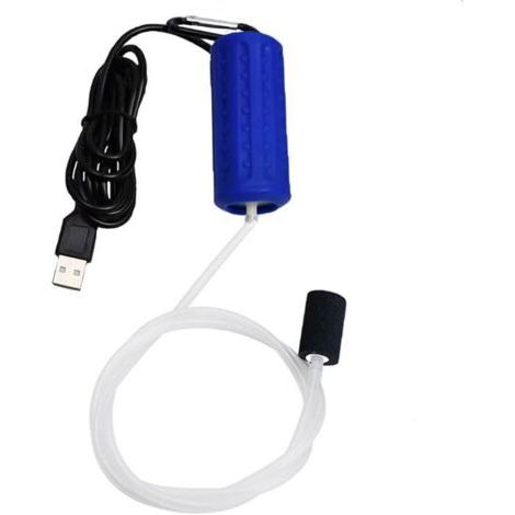 USB-Mini-Aquarium-Luftpumpe – Leise Sauerstoffpumpe – Energiesparend – Sauerstoffsprudler mit dunkelblauer Aquarienwasserpumpe (1/5)