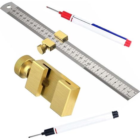 Règle de Marquage 30 cm,Jauge de Marquage avec Butée,Règle de Positionnement Bloc,Équerre Angle règle en Acier,Règles en acier inoxydable, Outil de mesure inclus Pour ingénierie, enseignement (1/5)