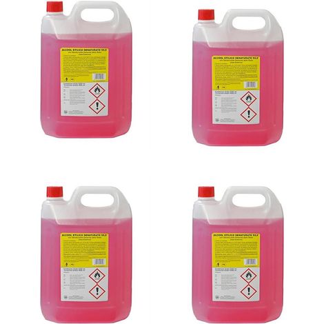 Alcool Etilico Denaturato 99,9° Rosso 4x5 Litri per Pulizia Domestica e Professionale