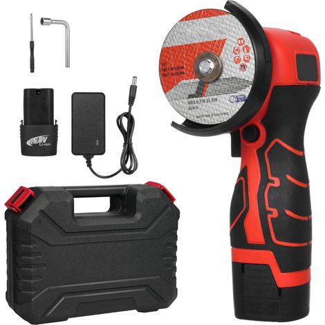 Meuleuse d'angle sans fil 7000 tr/min, mini-meuleuse électrique avec 2 batteries 16,8 V 2000 mAh et disque à meuler pour la découpe de briques, bois, pierre et acier polis (1/5)