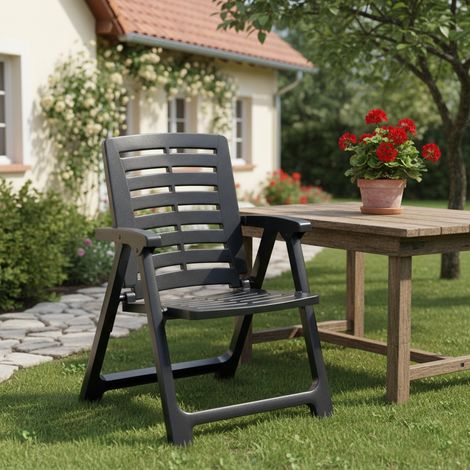 Silla de Exterior Wadley, una Silla, Respaldo Reclinable Made in Italy, Multiposición, Negro Antracita (1/3)