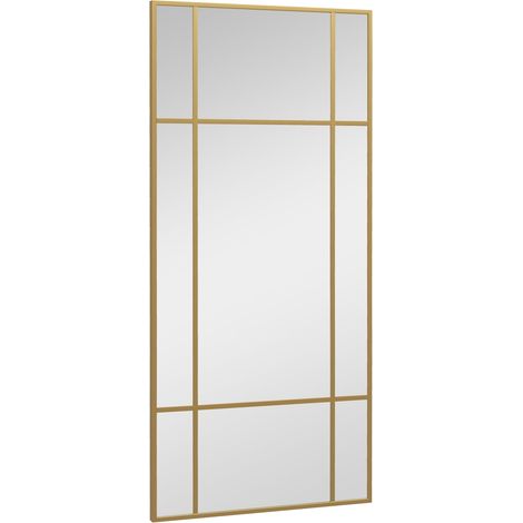Espejo de Pared 110 x 50 cm Espejo Decorativo con Marco de Metal Espejo Rectangular para Dormitorio Baño Dorado Aosom