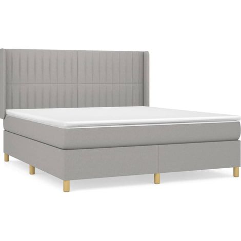 Maison Exclusive - Cama box spring con colchón tela gris claro 18