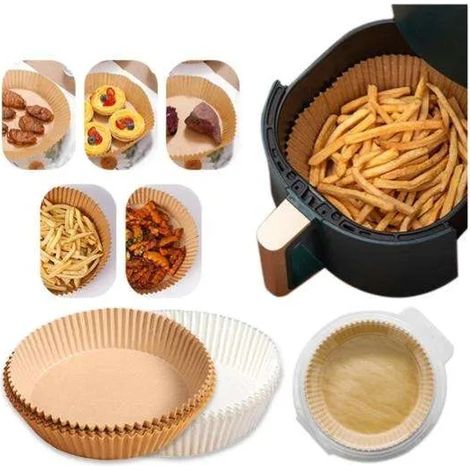 100 barquettes en papier sulfurisé jetables pour friteuse à air chaud - Barquettes marron (1/5)