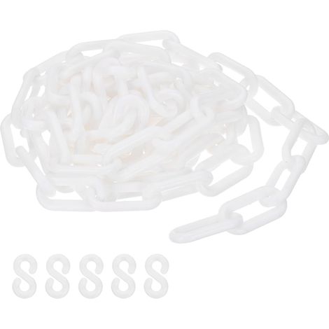 Chaîne de sécurité en plastique blanc, 10 ft 8mm pour le contrôle de foule, le stationnement, la clôture, la porte, le concert, le chantier de construction et la décoration (1/5)