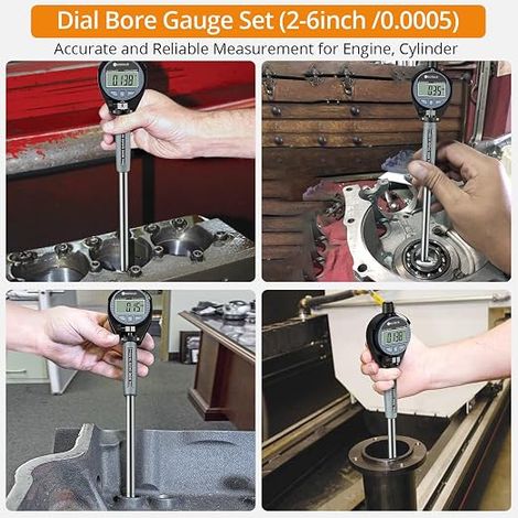 Digital Bore Gauge 50-160mm 12 Heads Replaceable Internal Comparator Digital 0.01mm Aluminum Alloy Deep Cylinder Measurement 150mm Tool Workshop Auto (1/4)