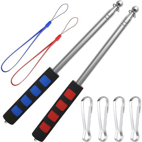 Lot de 2 Mât de Drapeau Télescopiques de 1,6 m, Mât Drapeau en Acier Inoxydable pour Festival, Mât Télescopique pour Enseignants et Guides de Voyage (1/5)