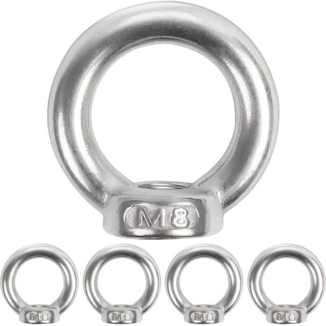 Golfari filettati M8 in acciaio inox 304 – Confezione da 5 con dadi ad anello per staffe decorative e articolate