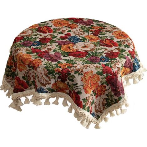 Tovaglia da campeggio in stile country, tovaglia da tavolino retrò, tovaglia con nappe (140140 cm) (1/2)