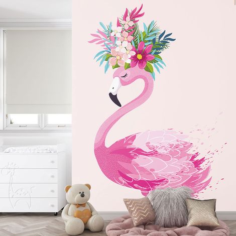 Papier peint panoramique Enfants - Flamant rose - 195 cm x 257 cm (1/4)