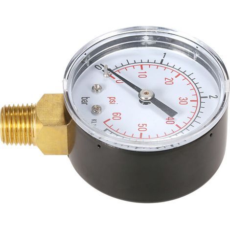 Manomètre de pression pour filtre piscine 50 mm – jauge hydraulique robuste avec filetage NPT 1/4" – acier inoxydable (1/5)