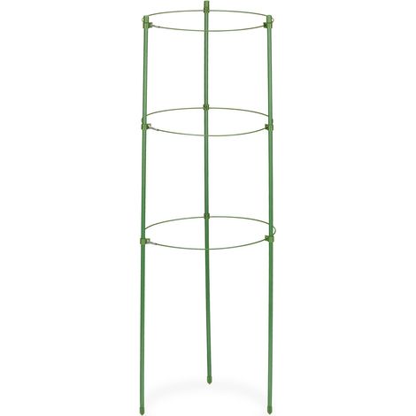 Lote de 4 tutores para tomates de jardín 60 cm soporte multiusos para plantas trepadoras de metal verde 130011326 (1/4)
