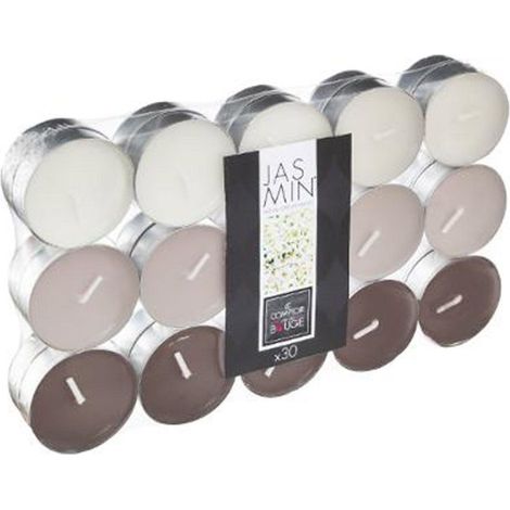 Lot de 30 Bougies Chauffe-Plat Parfumées 3,7cm Jasmin