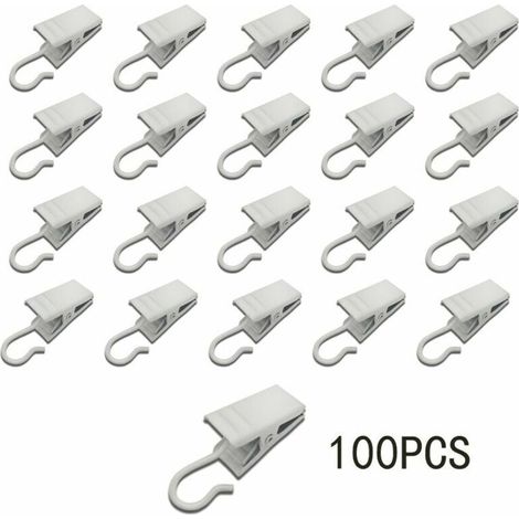 100pcs pinces à rideaux en métal crochets crochets de suspension légers fournitures de décoration de fête (blanc)