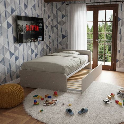 Letto 1 piazza e mezza con letto estraibile - Effetto tessuto