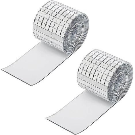 2PCS d'autocollants pour carreaux de mosaïque autocollants en verre mosaïque,Carreaux de miroir réfléchissants carrés,Décoration (1/4)