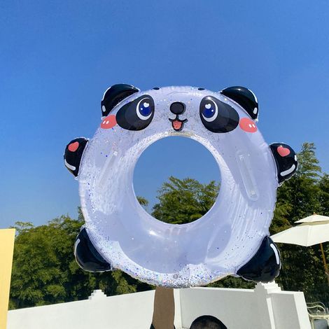 Baby-Schwimmbeckenmatratze, dicke aufblasbare Schwimmhilfe mit Panda-Muster und Glitzergriff, ideal für Kinder, die schwimmen lernen. (1/5)