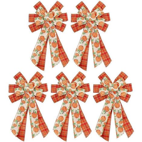 Décoration automnale en forme de nœud papillon à carreaux pour couronne de citrouilles - Décoration de fête (1/4)