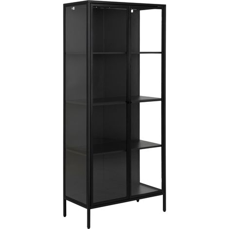 Estantería Norsica Teruva 110 , Con puertas, Cerrable, Metal, Vidrio templado, Número de puertas: 2, Número de cajones: 0, 180x80x40cm