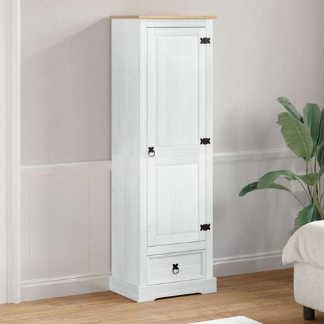 vidaXL  Wardrobes  with Drawer White 55 x 38 x 170 cm Solid Pine Wood
