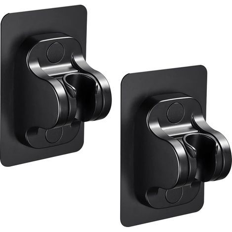 Soporte para cabezal de ducha sin necesidad de taladrar, autoadhesivo, desmontable y de montaje en pared con ángulo ajustable, para cabezales de ducha y duchas de mano, 2 piezas (negro) (1/3)