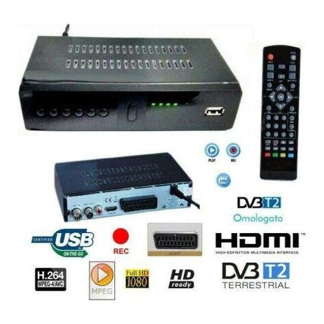 DECODER 999 RICEVITORE DIGITALE TERRESTRE DVB-T2 TV USB SCART HDMI TELECOMANDO
