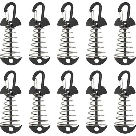 Accessoire de bâchePiquets d'ancrage de terrasse, 10 pièces en alliage d'aluminium coupe-vent avec boucle à ressort, ancre portable pour le camping en plein air (1/4)