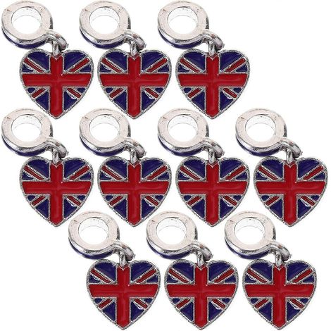 10 bracelets en alliage avec le drapeau britannique, à faire soi-même, pour femmes et jeunes filles (Grande-Bretagne)-2.2x1.17cm