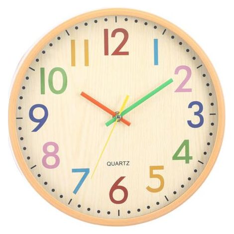 Silencieuse sans Tic tac Enfants Horloge Murale Décorative Colorée Facile à Lire pour Classe École Cuisine Salon Chambre Maternelle (Diamètre: 30 cm) (1/5)