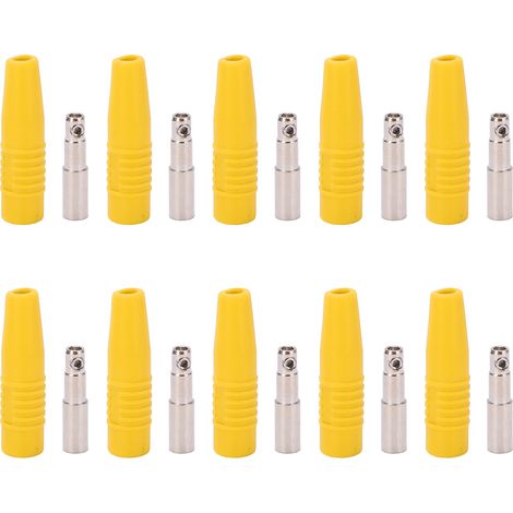 Fiche banane femelle 4mm en cuivre pur nickelé, connecteurs bullet pour accessoires de test électroniques, jaune. (1/5)